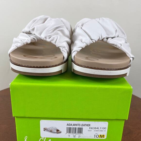 New Sam Edelman Aida Slide Sandals in White Leather Women's Size 10 - Picture 9 of 9